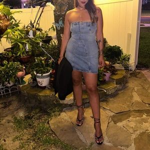 Zara Strapless Denim Dress